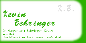 kevin behringer business card
